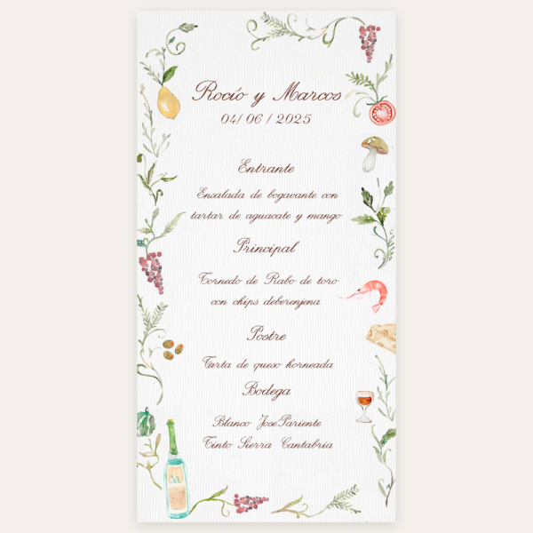 Minuta · modelo banquete